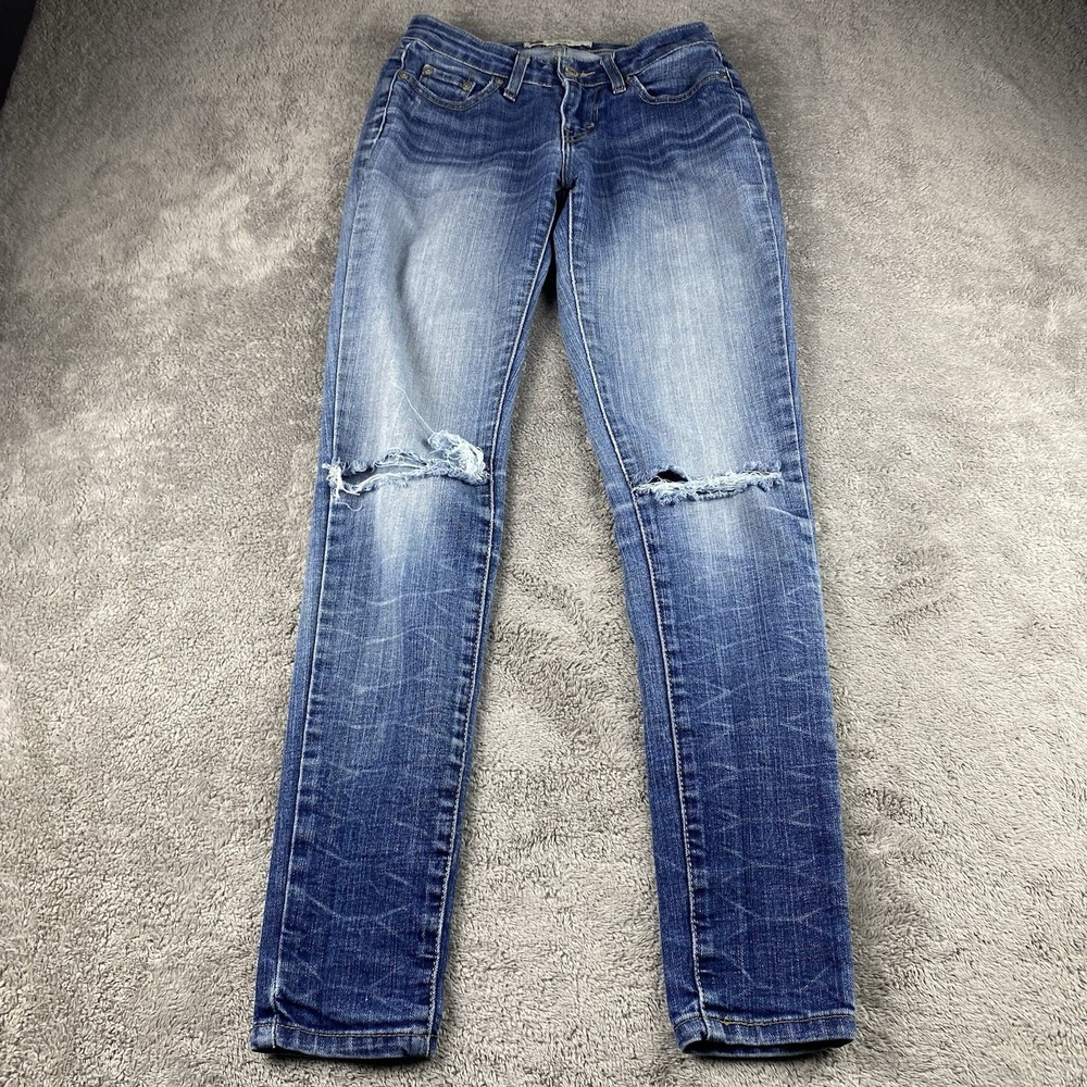 Levis 535 Legging Jeans Womens Size 1 M Blue Medium Wash‎ Skinny Distressed